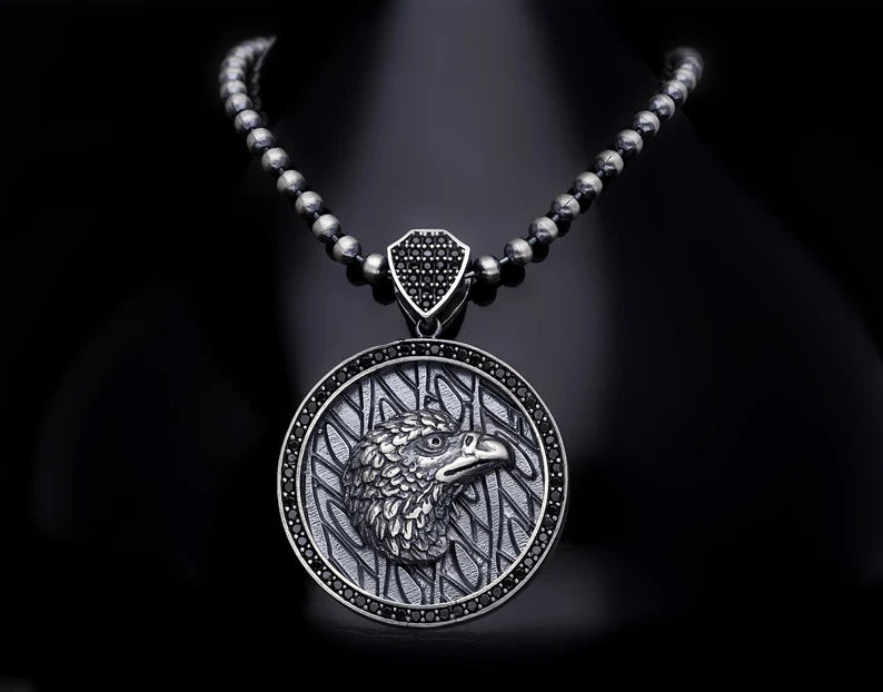 Zyan Gems | Unique Designed Eagle Pendant for Men |  Sterling Silver Oxidized Eagle Pendant
