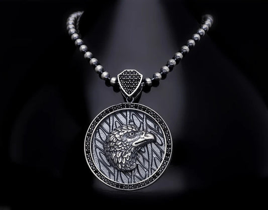 Zyan Gems | Unique Designed Eagle Pendant for Men |  Sterling Silver Oxidized Eagle Pendant