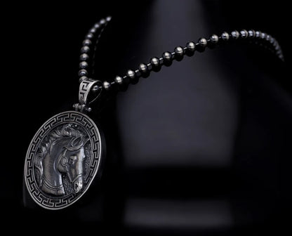 Zyan Gems | Unique Designed Horse Pendant for Men |  Sterling Silver Oxidized Pendant