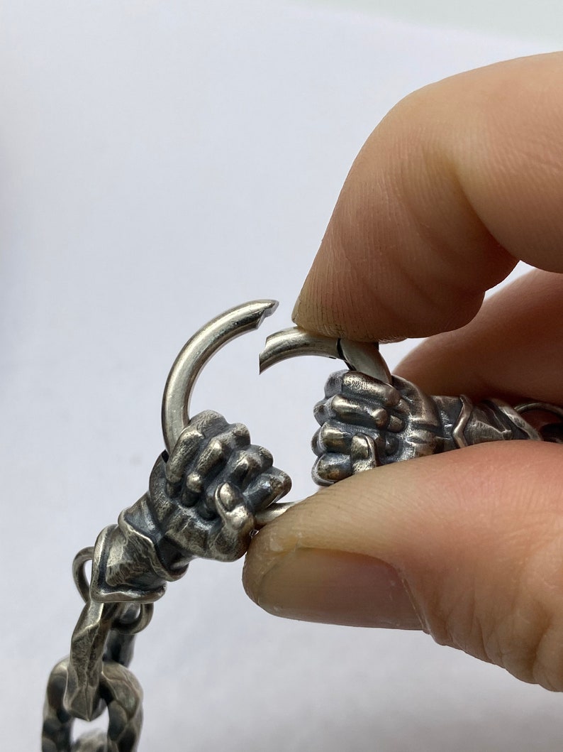 Zyan Gems | 12mm Unique Fist Chain with Vintage Oxidized finish |  Sterling Silver