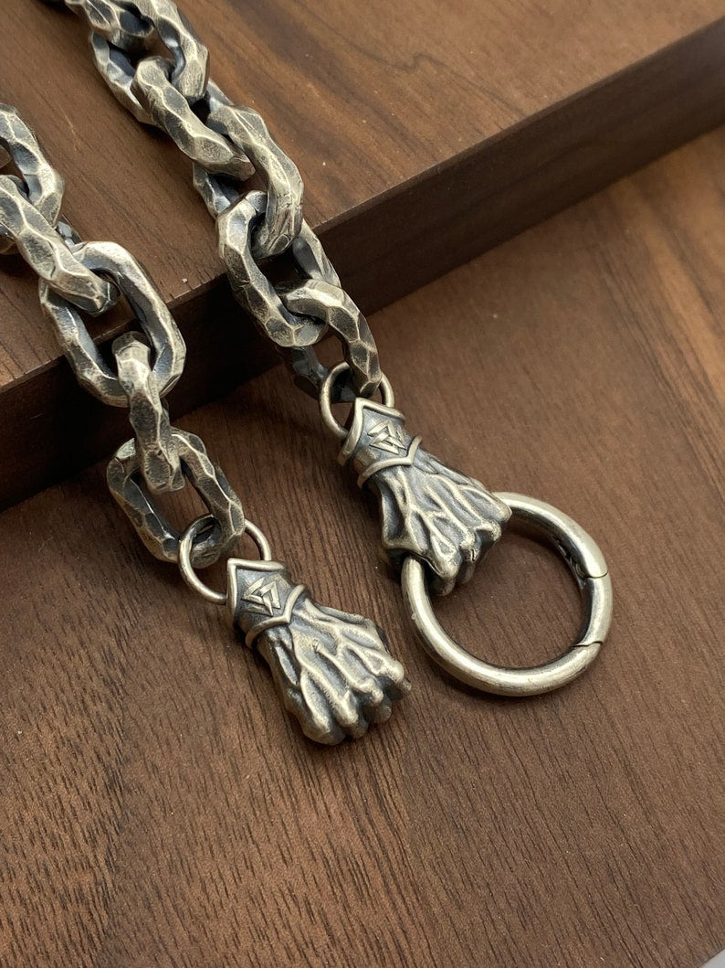 Zyan Gems | 12mm Unique Fist Chain with Vintage Oxidized finish |  Sterling Silver