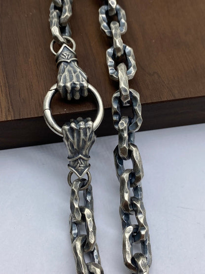Zyan Gems | 12mm Unique Fist Chain with Vintage Oxidized finish |  Sterling Silver