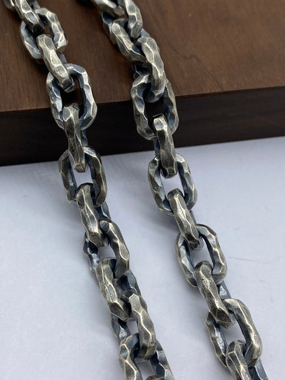 Zyan Gems | 12mm Unique Fist Chain with Vintage Oxidized finish |  Sterling Silver