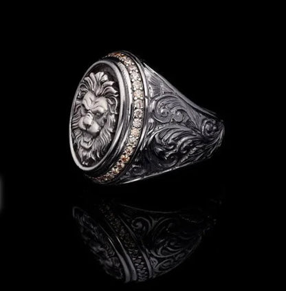 Zyan Gems | Unique Designed Lion Ring |  Sterling Silver Oxidized Ring