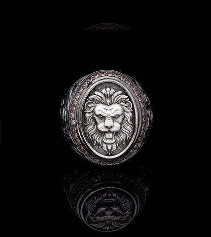 Zyan Gems | Unique Designed Lion Ring |  Sterling Silver Oxidized Ring