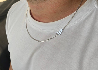 Zyan Gems | Minimalist Solid 4mm Miami Cuban Link Chain with Custom Name Initial (Rhodium Plated) |  Sterling Silver Chain