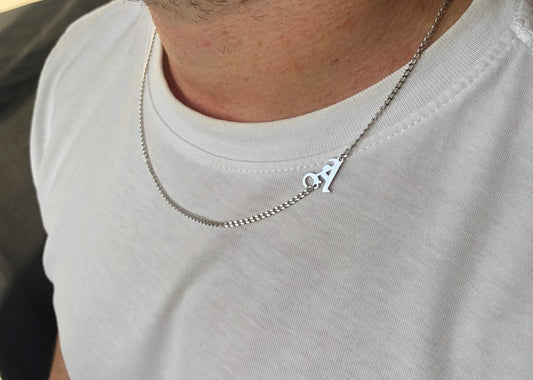 Zyan Gems | Minimalist Solid 4mm Miami Cuban Link Chain with Custom Name Initial (Rhodium Plated) |  Sterling Silver Chain