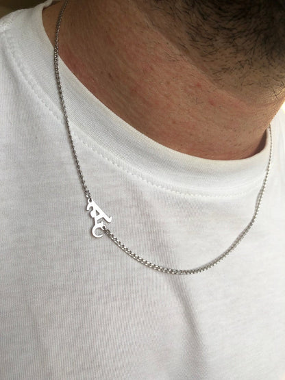 Zyan Gems | Minimalist Solid 4mm Miami Cuban Link Chain with Custom Name Initial (Rhodium Plated) |  Sterling Silver Chain