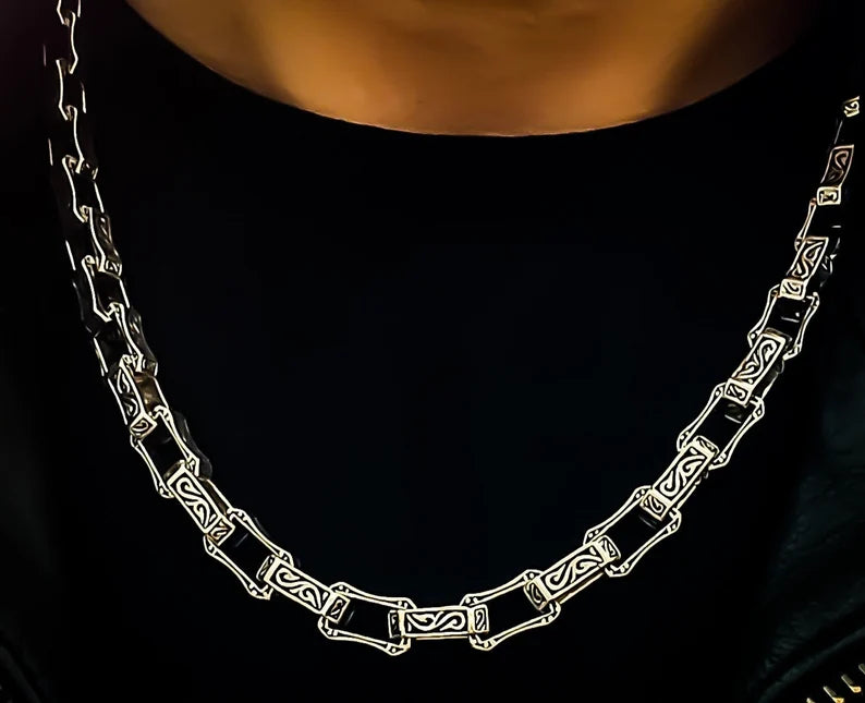Zyan Gems | Unique Vintage Artistry Ancient Oxidized Chain |  Sterling Silver Chain