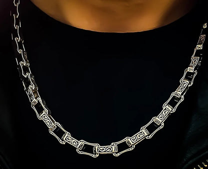 Zyan Gems | Unique Vintage Artistry Ancient Oxidized Chain |  Sterling Silver Chain