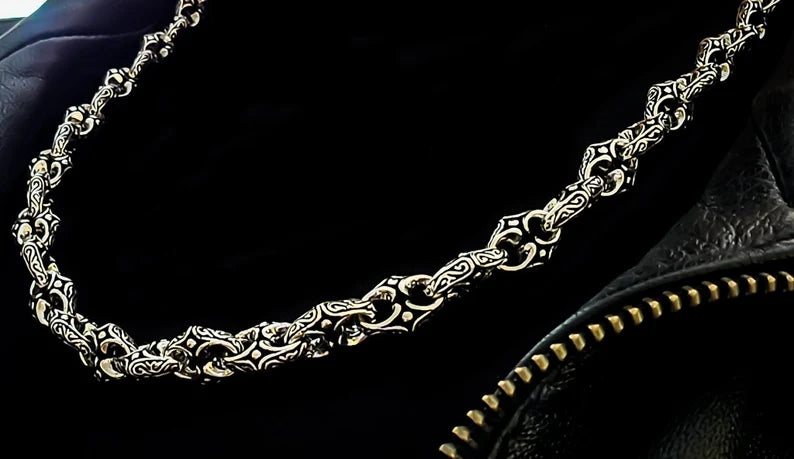 Zyan Gems | Unique Vintage Artistry Ancient Oxidized Chain |  Sterling Silver Chain