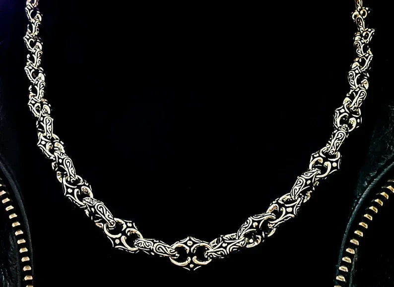 Zyan Gems | Unique Vintage Artistry Ancient Oxidized Chain |  Sterling Silver Chain