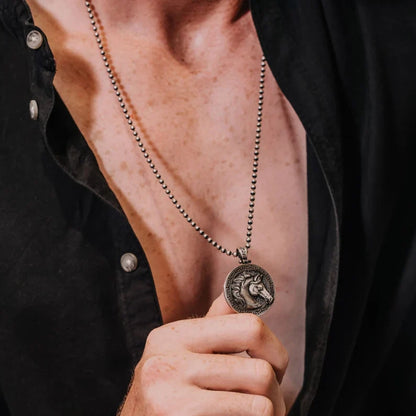Zyan Gems | Unique Designed Horse Pendant for Men |  Sterling Silver Oxidized Pendant