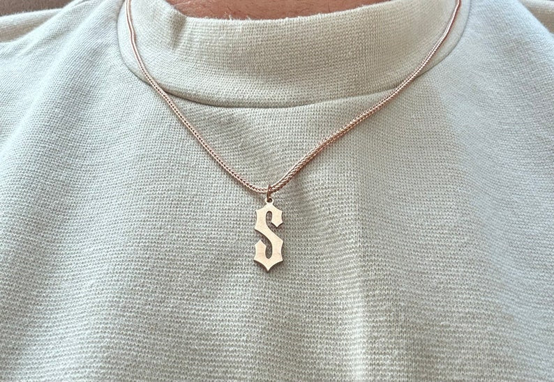Zyan Gems | Minimalist Solid 4mm Handmade Chain with Custom Name Initial (Rhodium Plated) |  Sterling Silver Chain
