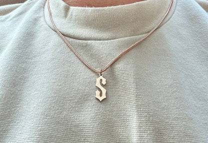 Zyan Gems | Minimalist Solid 4mm Handmade Chain with Custom Name Initial (Rhodium Plated) |  Sterling Silver Chain