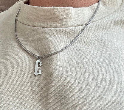 Zyan Gems | Minimalist Solid 4mm Handmade Chain with Custom Name Initial (Rhodium Plated) |  Sterling Silver Chain