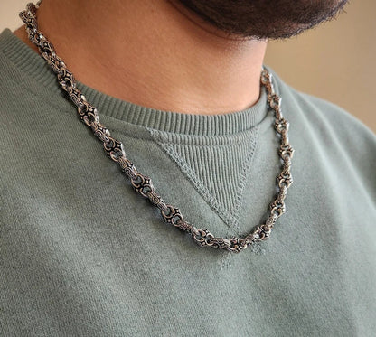 Zyan Gems | Unique Vintage Artistry Ancient Oxidized Chain |  Sterling Silver Chain