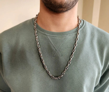 Zyan Gems | Unique Vintage Artistry Ancient Oxidized Chain |  Sterling Silver Chain