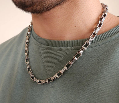 Zyan Gems | Unique Vintage Artistry Ancient Oxidized Chain |  Sterling Silver Chain