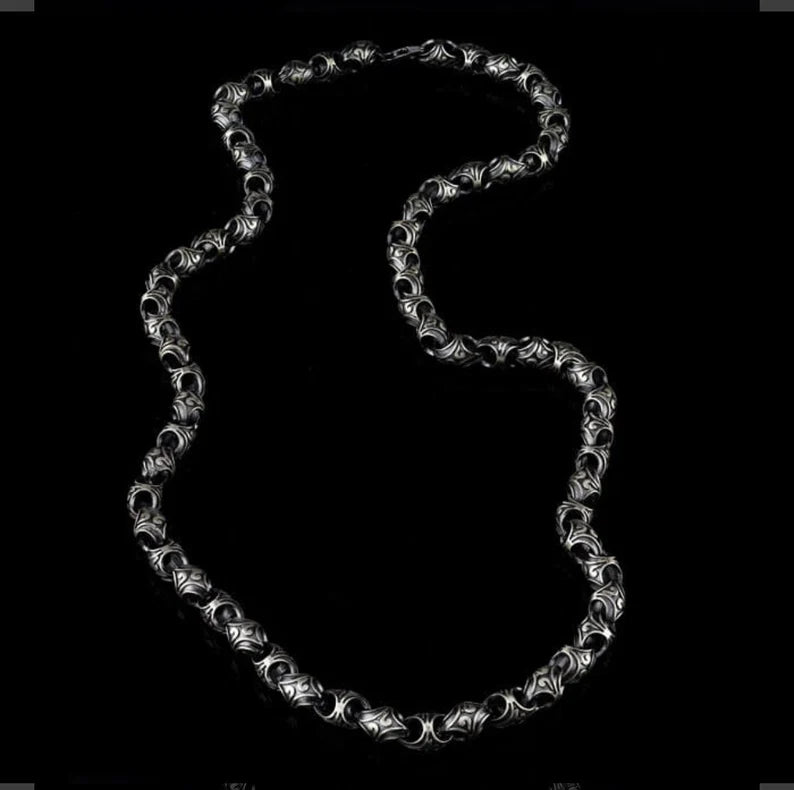 Zyan Gems | Unique Vintage Artistry Ancient Oxidized Chain |  Sterling Silver Chain