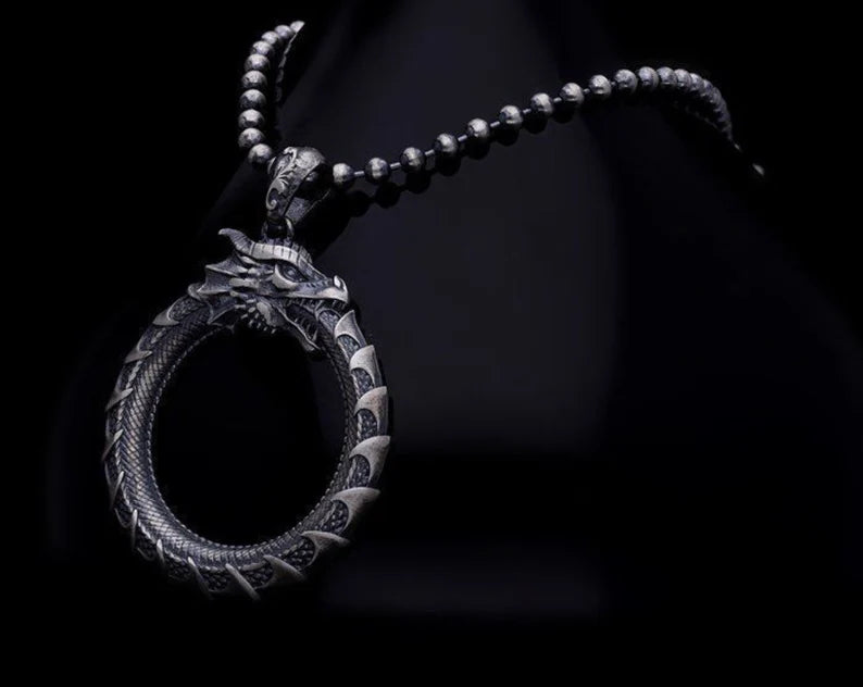 Zyan Gems | Unique Dragon Pendant for Men |  Sterling Silver Pendant| Men's