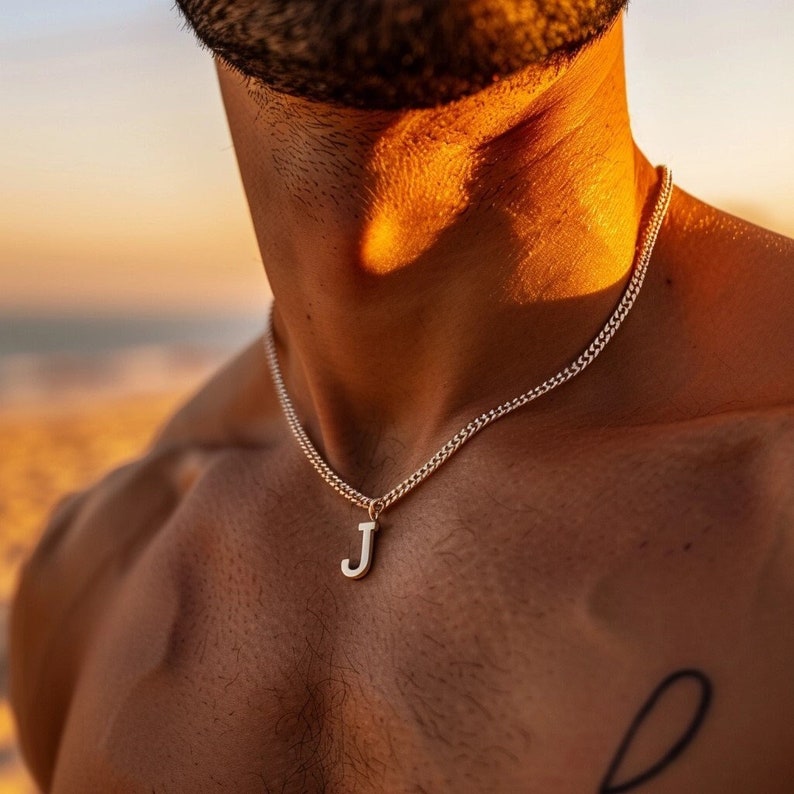 Zyan Gems | Minimalist Solid 4mm Miami Cuban Link Chain with Custom Name Initial (Rhodium Plated) |  Sterling Silver Chain