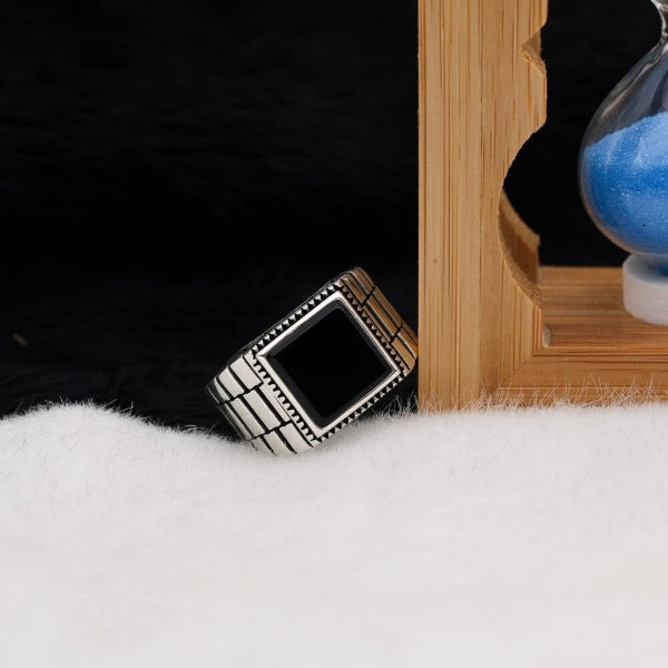 Turkish Onyx Stone Men's Ring Handmade Exclusive Design