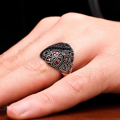 Turkish CocGOLD PLATEDail Zircon Men's Ring Handmade Exclusive Design