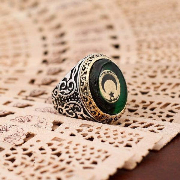 Turkish Handmade Agate Men's Luxury Aqeeq Ring