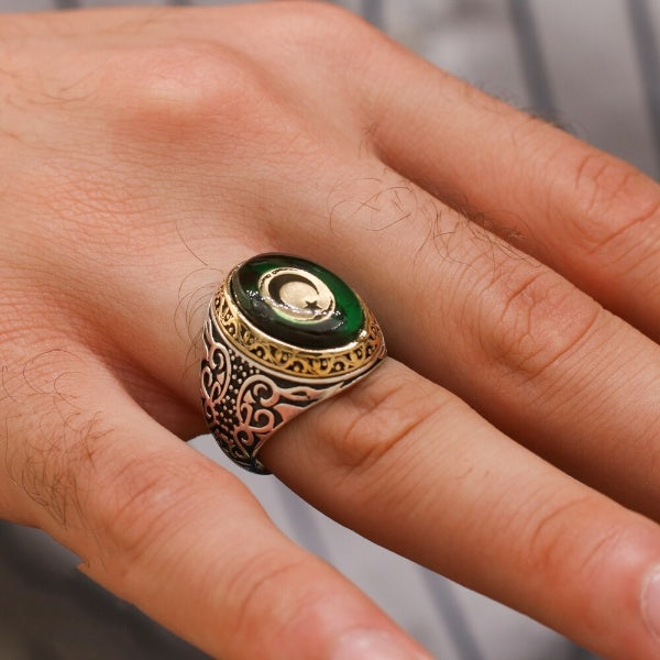 Turkish Handmade Agate Men's Luxury Aqeeq Ring
