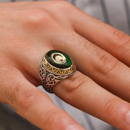 Turkish Handmade Agate Men's Luxury Aqeeq Ring