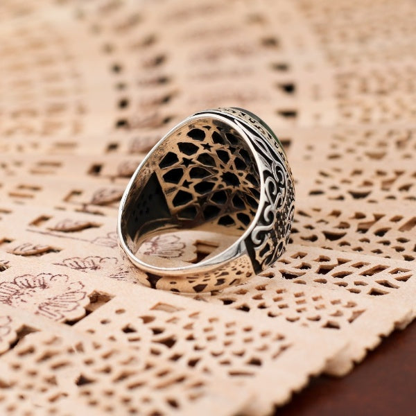 Turkish Handmade Agate Men's Luxury Aqeeq Ring