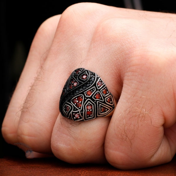 Turkish CocGOLD PLATEDail Zircon Men's Ring Handmade Exclusive Design