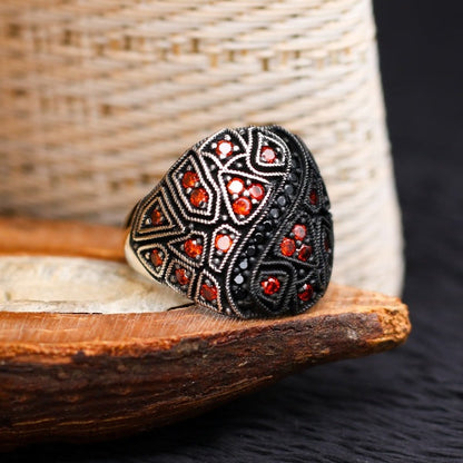 Turkish CocGOLD PLATEDail Zircon Men's Ring Handmade Exclusive Design