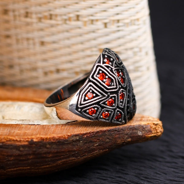 Turkish CocGOLD PLATEDail Zircon Men's Ring Handmade Exclusive Design