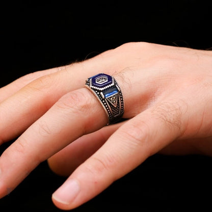 Turkish CocGOLD PLATEDail Zircon Stone Men's Ring Handmade Exclusive Design