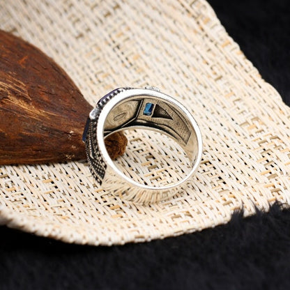 Turkish CocGOLD PLATEDail Zircon Stone Men's Ring Handmade Exclusive Design