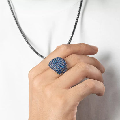 Zyan Gems | Unique Handmade Turkish Style Ring Studded with AAA+ Blue Zirconia |   Sterling Silver Ring