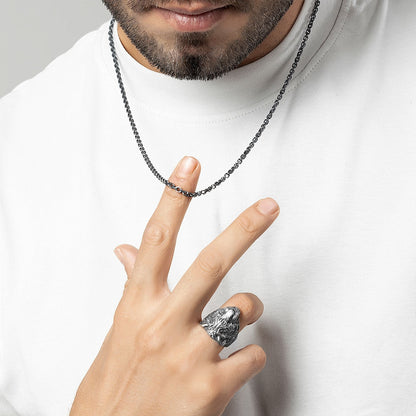 Zyan Gems | Unique Designed 3D Tiger Face Ring |  Sterling Silver Oxidized Ring