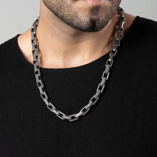 Zyan Gems | Unique Vintage Artistry Ancient Oxidized Chain |  Sterling Silver Chain