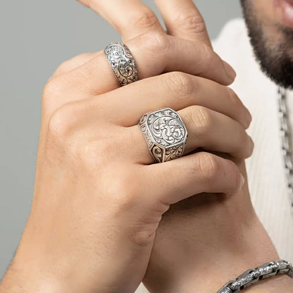 Zyan Gems | Exclusive Hand Engraved Ring for Men, Oxidized Sterling Silver  Ring | Jewellery for Men