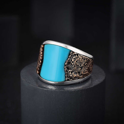 Zyan Gems | Unique Designed Turkish Style Curved Ring with Green Onyx  |  Sterling Silver Gold Plated Ring