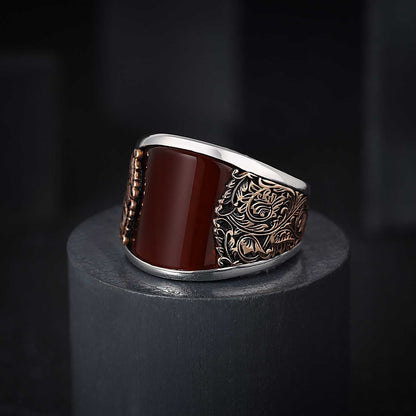 Zyan Gems | Unique Designed Turkish Style Curved Ring with Green Onyx  |  Sterling Silver Gold Plated Ring