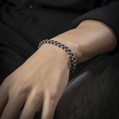 Zyan Gems | Unique Hand Engraved Cylindrical Oxidized Bracelet |  Sterling Silver Bracelet