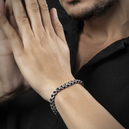Zyan Gems | Unique Hand Engraved Cylindrical Oxidized Bracelet |  Sterling Silver Bracelet