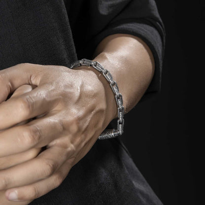 Zyan Gems | Unique Hand Engraved Vintage Oxidized Bracelet |  Sterling Silver Bracelet