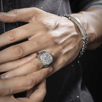 Zyan Gems | Exclusive Hand Engraved Ring for Men, Oxidized Sterling Silver  Ring | Jewellery for Men