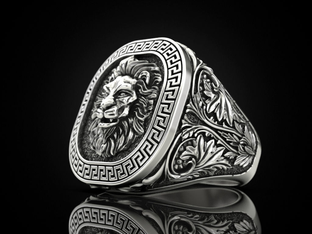 Zyan Gems | Unique Designed Lion Ring |  Sterling Silver Oxidized Ring