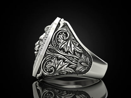Zyan Gems | Unique Designed Lion Ring |  Sterling Silver Oxidized Ring