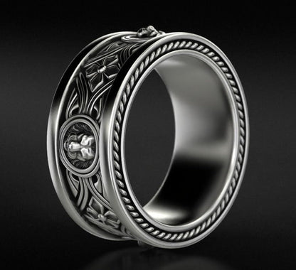 Zyan Gems | Unique Designed Band Ring with Lion |  Sterling Silver Oxidized Ring